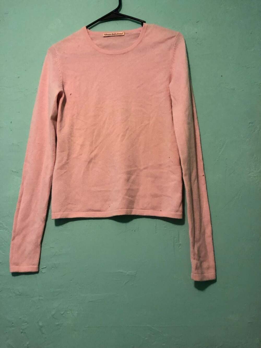 Adriano Goldschmied Pink Cashmere Long Sleeve Crewneck Sweater